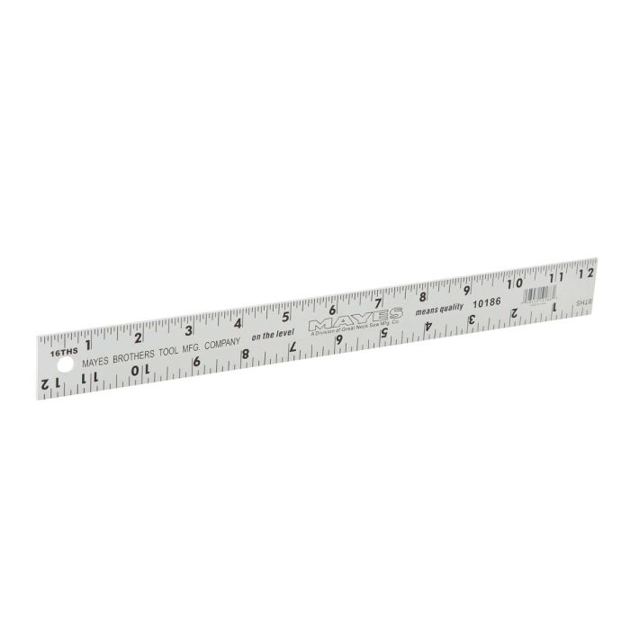 Mayes 10186 Straight Edge Aluminum Ruler (12 Inch x 1 Inch)